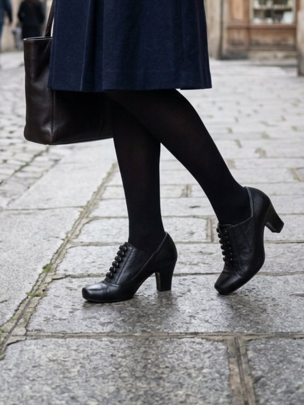 Clarks Black Leather Victorian and Witchy Button-Detail Heeled Ankle Booties